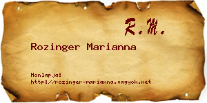 Rozinger Marianna névjegykártya